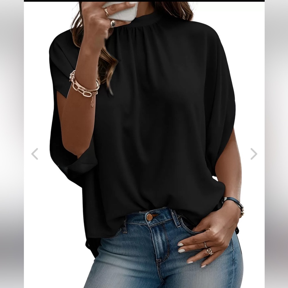 Beautiful Black Batwing Sleeve Blouse! NWT!